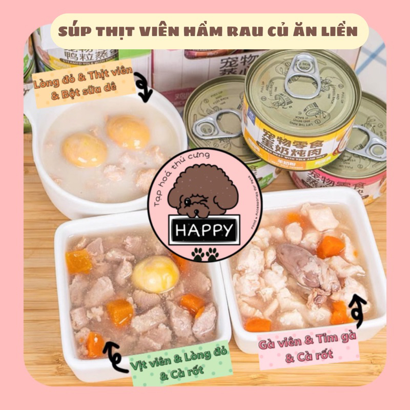 HOẢ TỐC |  Pate thịt hầm rau củ đóng hộp cho thú cưng 100g / Súp thịt đóng lon ăn liền Matchwell Yihe cho chó mèo