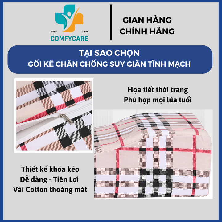 Gối Kê Chân Chống Suy Giãn Tĩnh Mạch - COMFYCARE - Gối Gác Chân Massage Tăng Tuần Hoàn Máu, Giảm Đau Nhức