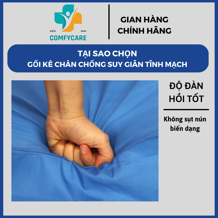 Gối Kê Chân Chống Suy Giãn Tĩnh Mạch - COMFYCARE - Gối Gác Chân Massage Tăng Tuần Hoàn Máu, Giảm Đau Nhức