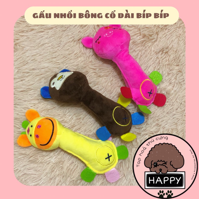 Đồ chơi gấu bông hoạt hình cổ dài chút chít dễ thương cho thú cưng chó mèo - Tạp Hoá Thú Cưng Happy