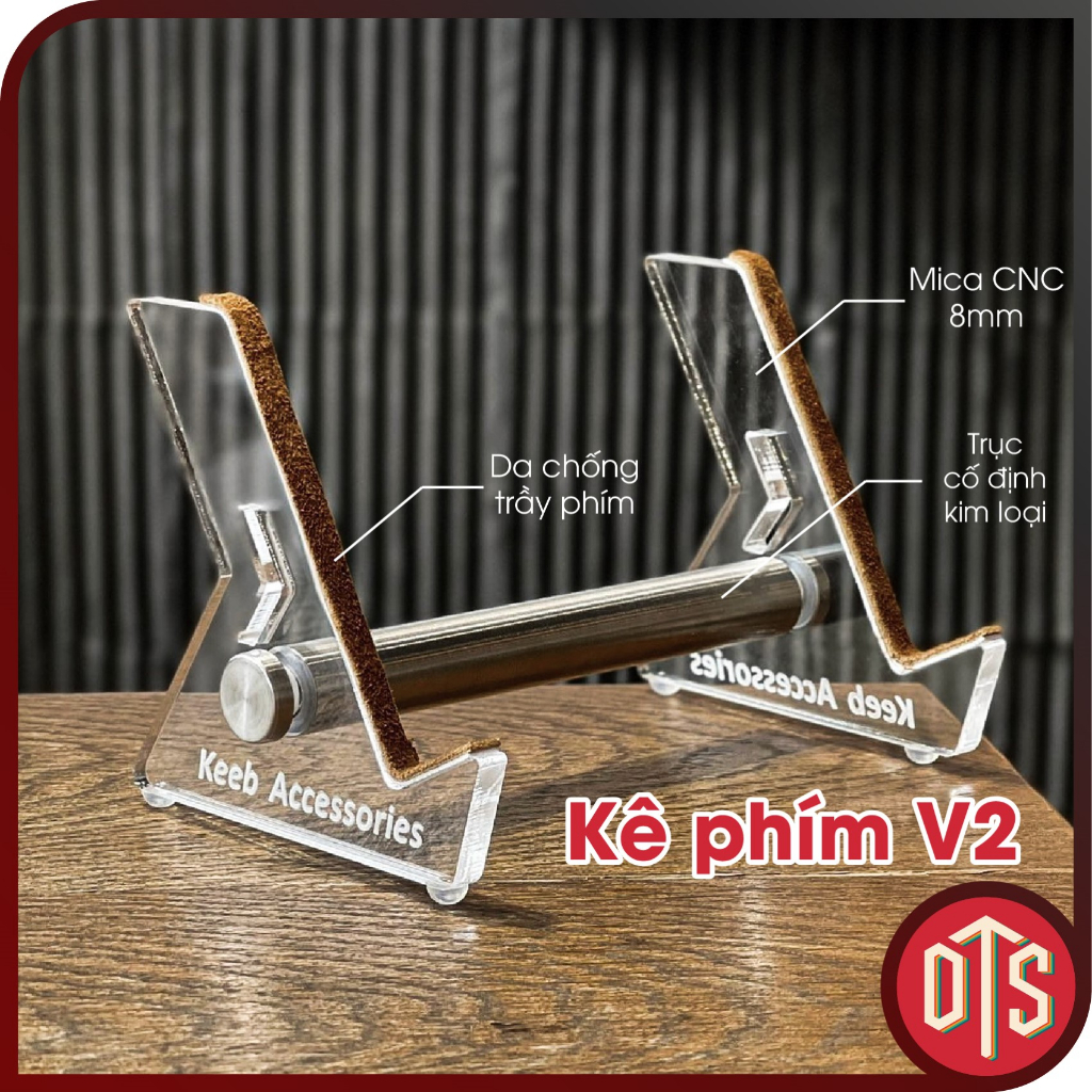 Kệ trưng bàn phím V2 | Trang trí | Mica CNC | Trục kim loại cố định | Lót chống trầy | DoubleT DTS