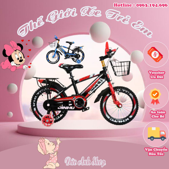 Xe đạp địa hình cho bé trai từ 2 đến 10 tuổi kiểu dáng thể thao size 12 14 16 18 20 inch
