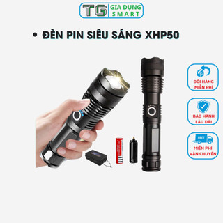Đèn pin siêu sáng xhp50 có zoom xa gần chiếu xa 500m, chống thấm nước, pin 6800mah, đèn pin cầm tay xml t6, đèn pin mini