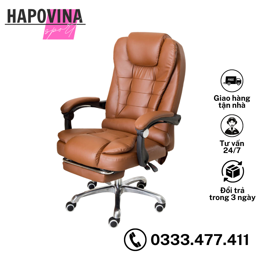 Ghế giám đốc nhập khẩu có mát xa rung, ghế xoay văn phòng ngả lưng tựa chân bọc da, ghế xoay gaming công thái học