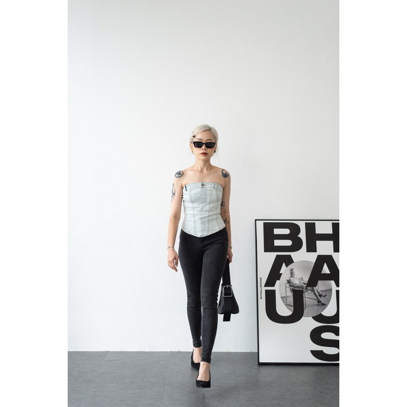 ẢNH THẬT ĐỘC QUYỀN MIDDUA] JN153 Skinny cạp liền xám