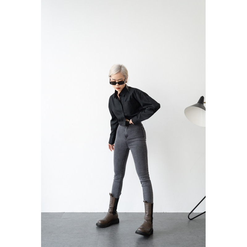 ẢNH THẬT ĐỘC QUYỀN MIDDUA] JN153 Skinny cạp liền xám