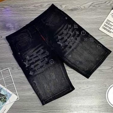 Quần short jean nam mẫu mới cao cấp phối họa tiết sang trọng trẻ trung chuẩn form phong cách