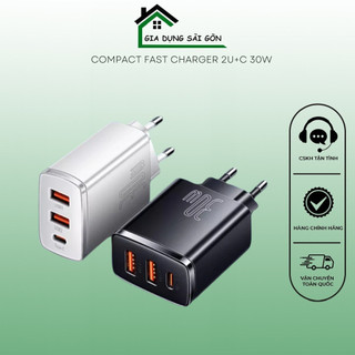 Cốc sạc nhanh siêu nhỏ gọn baseus compact quick charger 30w(usb dual port +type c,30w pd/qc3.0 multi quick charge suppor