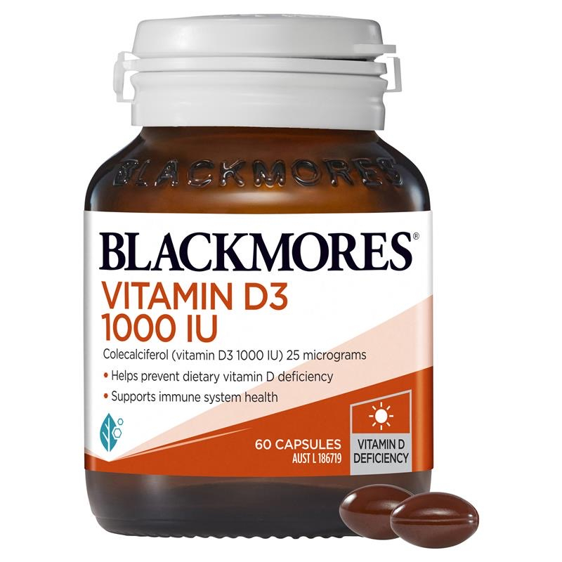 Viên uống Vitamin D3 Blackmores 1000IU 200 viên - giúp hấp thụ bổ sung canxi, xương chắc khỏe