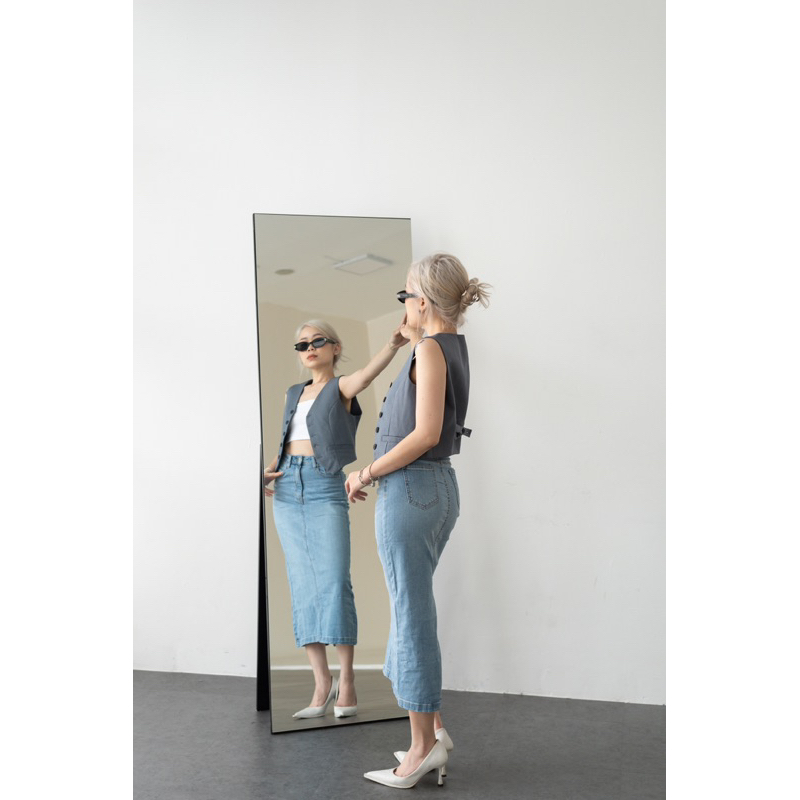 Váy jean midi xẻ tà sau VJ031