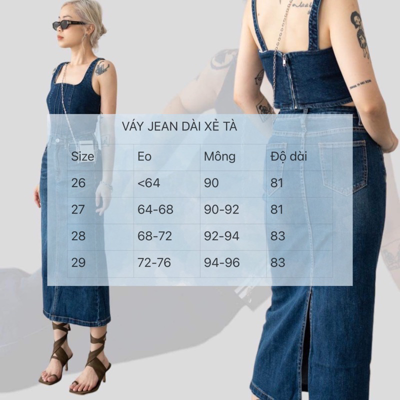Váy jean midi xẻ tà sau VJ031