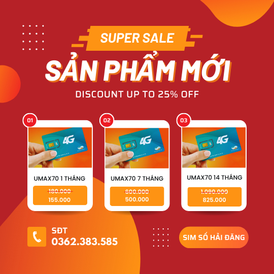 Sim Viettel Siêu Khuyến mãi Data UMAX70 1 tháng