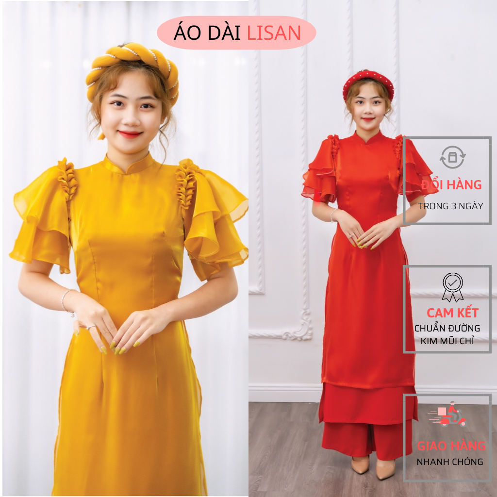 Áo Cách Tân 4 Tà Chơi Tết - Áo Dài Voan Tơ Cánh Tiên Mini Tay Bồng-BB08 | BigBuy360 - bigbuy360.vn