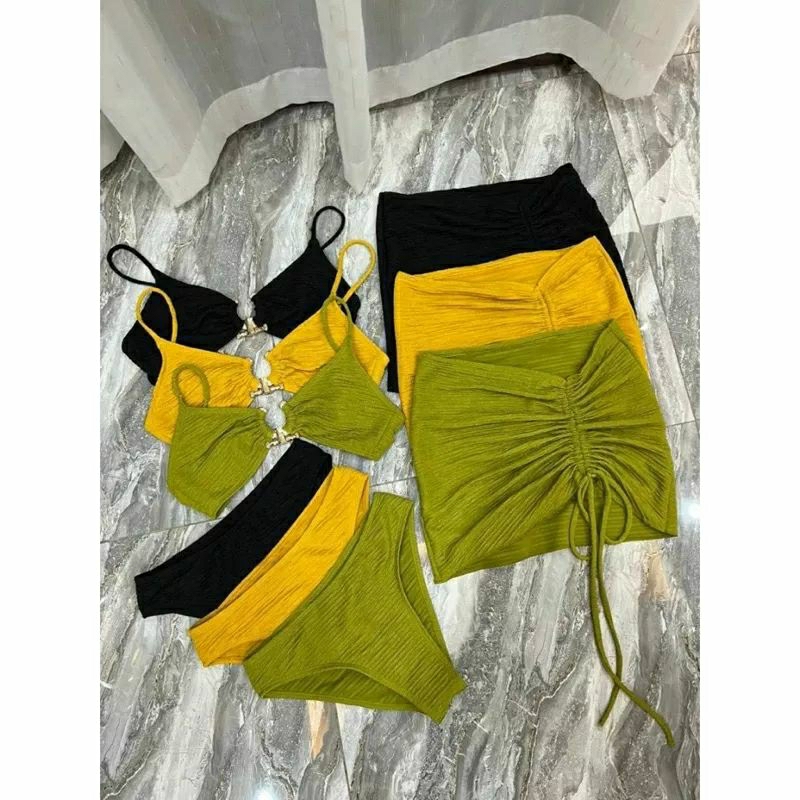 Hottrend 2023 Bikini Đồ Bơi Nữ Combo 3 Món Khoen Sừng Trâu