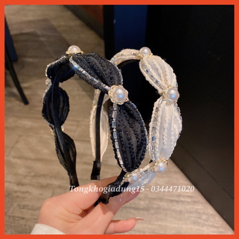 Bờm tóc đính đá phong cách hàn quốc cho nữ