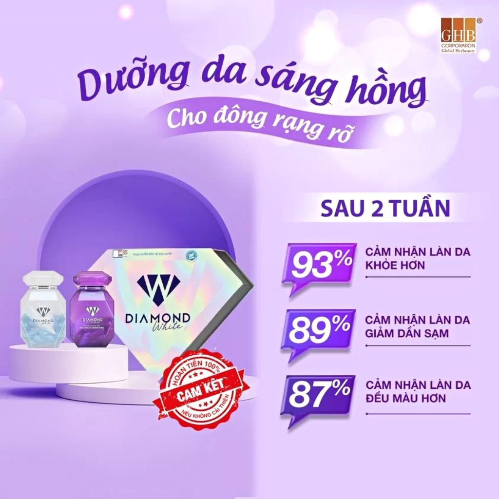 Viên Uống Trắng Da Diamond White Day & Night Dưỡng Trắng Hoàn Hảo, Cải Thiện Làn Da Đen Sạm Sáng Mịn