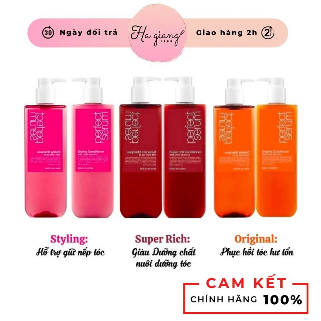 Dầu Gội Dầu Xã MiseEn Scene Perfect Serum Shampoo 680ml phục hồi tóc hư tổn, giàu dưỡng chất và hỗ trợ giữ nếp tóc