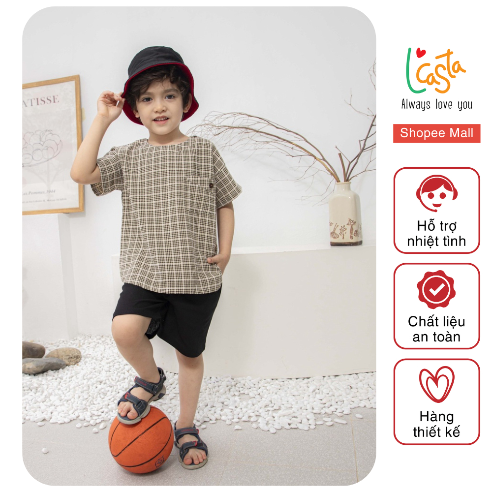 Đồ bộ bé trai chất liệu linen thoáng mát thấm hút mồ hôi cho bé từ 8 đến 25kg LCasta BHT10