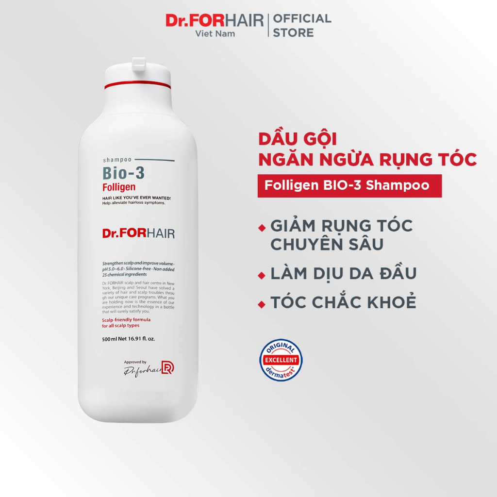 Dầu gội ngăn ngừa rụng tóc chuyên sâu Dr.FORHAIR Folligen BIO-3 Shampoo 500ml