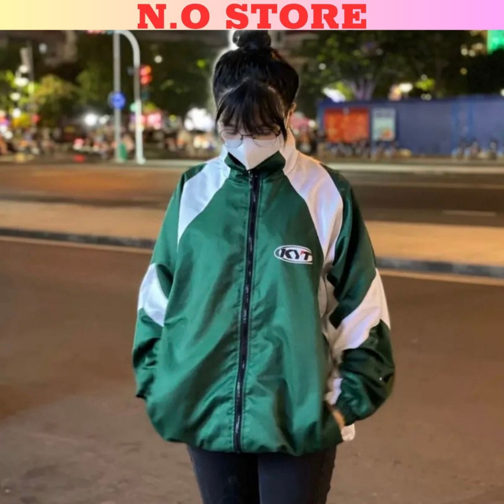 Áo khoát dù nam nữ KYT xanh trắng chất vải gió 2 lớp dày dặn cổ đứng cao cấp mẫu mới siêu hot chuẩn hàng shop