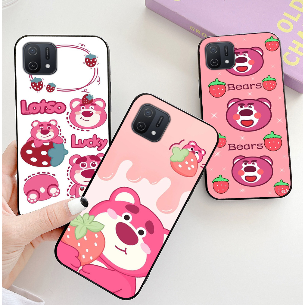 Ốp lưng oppo a16k in hình gấu dâu chibi đáng yêu cute