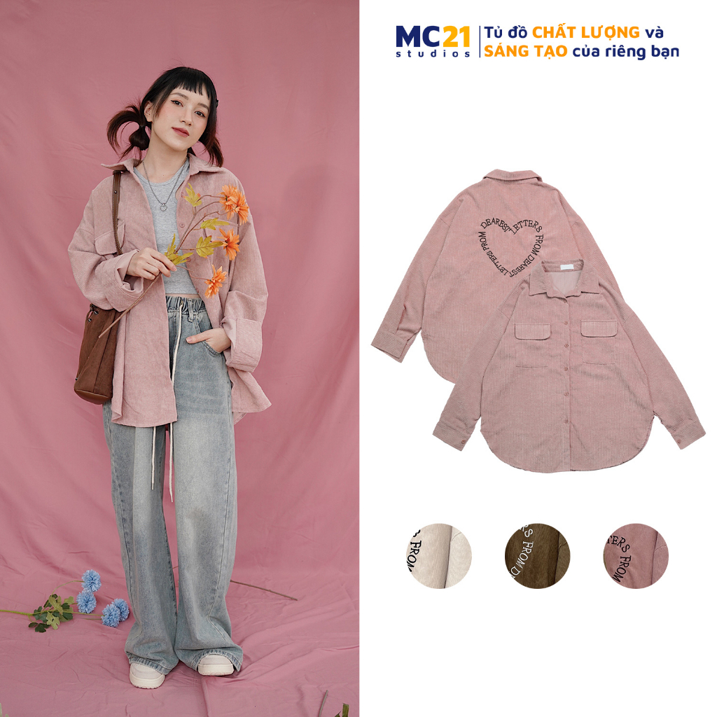 Áo sơ mi nhưng tăm MC21.STUDIOS oversize Unisex nam nữ form rộng bigsize Ulzzang Streetwear Hàn Quốc vải xịn A3506