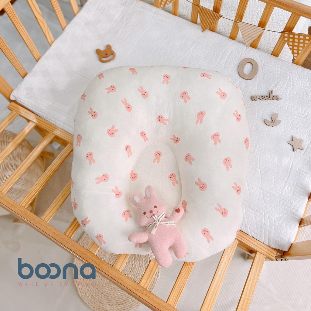 Gối chống trào ngược Boona cho bé sơ sinh vải Muslin cao cấp kích thước 70x70x20cm