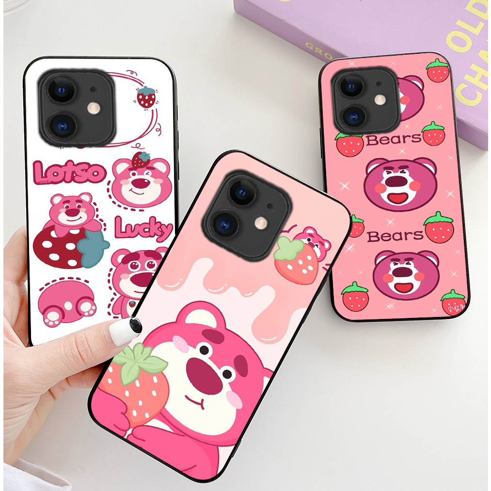 Ốp lưng Iphone 12 / ip 12 mini / ip 11 in hình gấu dâu chibi đáng yêu cute