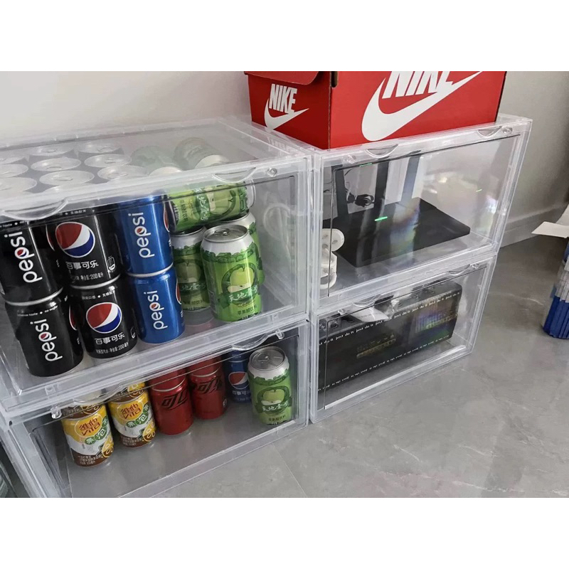 Hộp đựng giày Sneaker Box Plus cửa mở ngang nam châm, kích thước 36x28x22cm