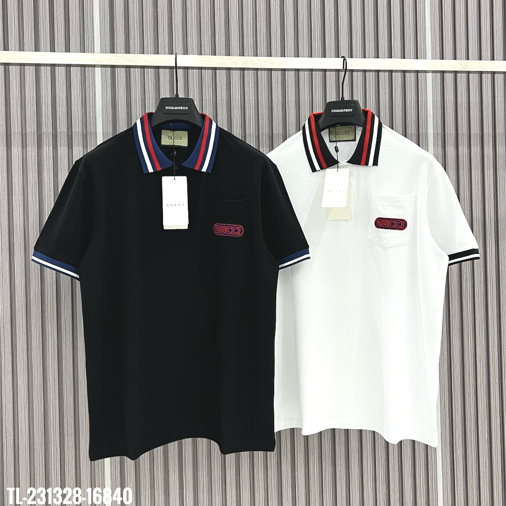 🔥Hot🔥Áo polo Gucci phối cổ thêu túi thiết kế hot trend Nam nữ New 2023