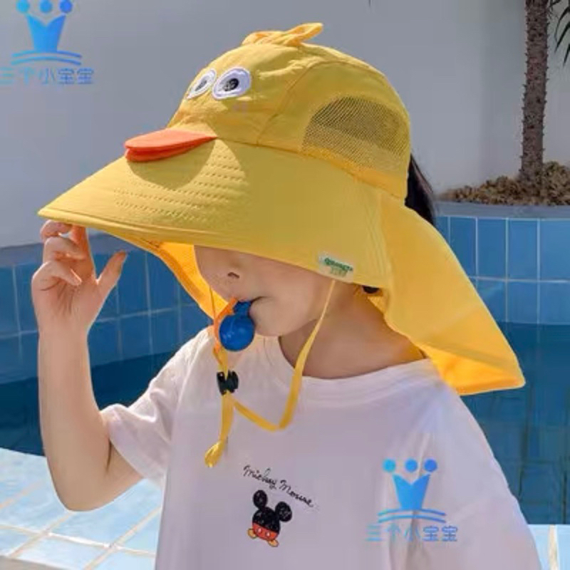 Mũ Đi Biển Rộng Vành Dành Cho Trẻ Em , Mũ Chống Nắng Đi Biển Trẻ Em UPF 50+ Có Kèm Còi Thổi