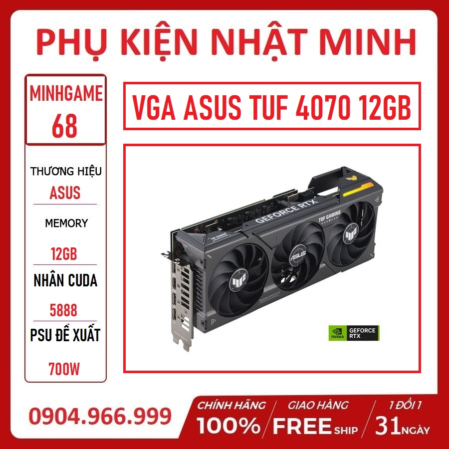 VGA ASUS TUF RTX 4070 - TUF RTX 4070TI Edition 12GB GDDR6X hàng NEW chính hãng BH 36 tháng up to 60 tháng lỗi 1 đổi 1 | BigBuy360 - bigbuy360.vn