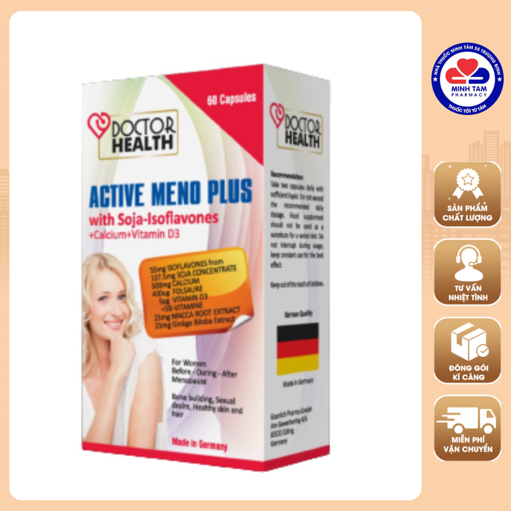 Viên uống ACTIVE MENO PLUS  - Giúp Cân Bằng Nội Tiết Tố Nữ, Bổ Sung Canxi, Tăng Cường Sức Đề Kháng hộp 60 viên