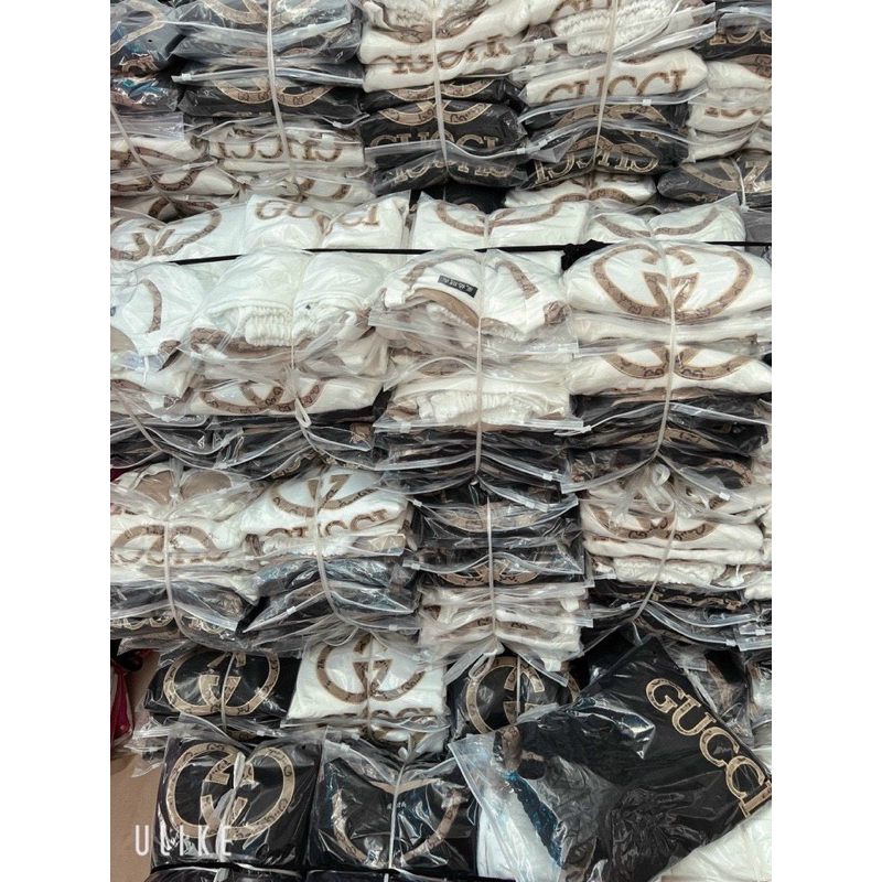 Set Bộ Thun Dập Nổi GUCCY Áo Phông Tay Ngắn + Quần Short Đùi