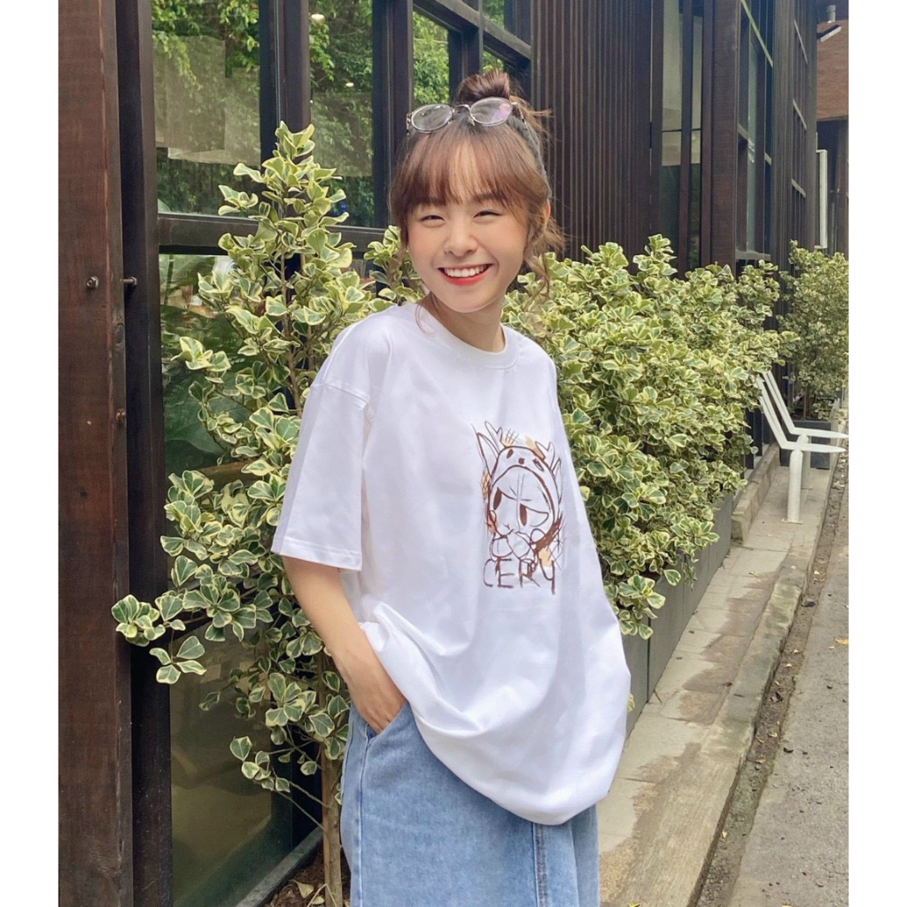 Áo thun Cery tay lỡ dáng over size vải cotton cao cấp in graphic