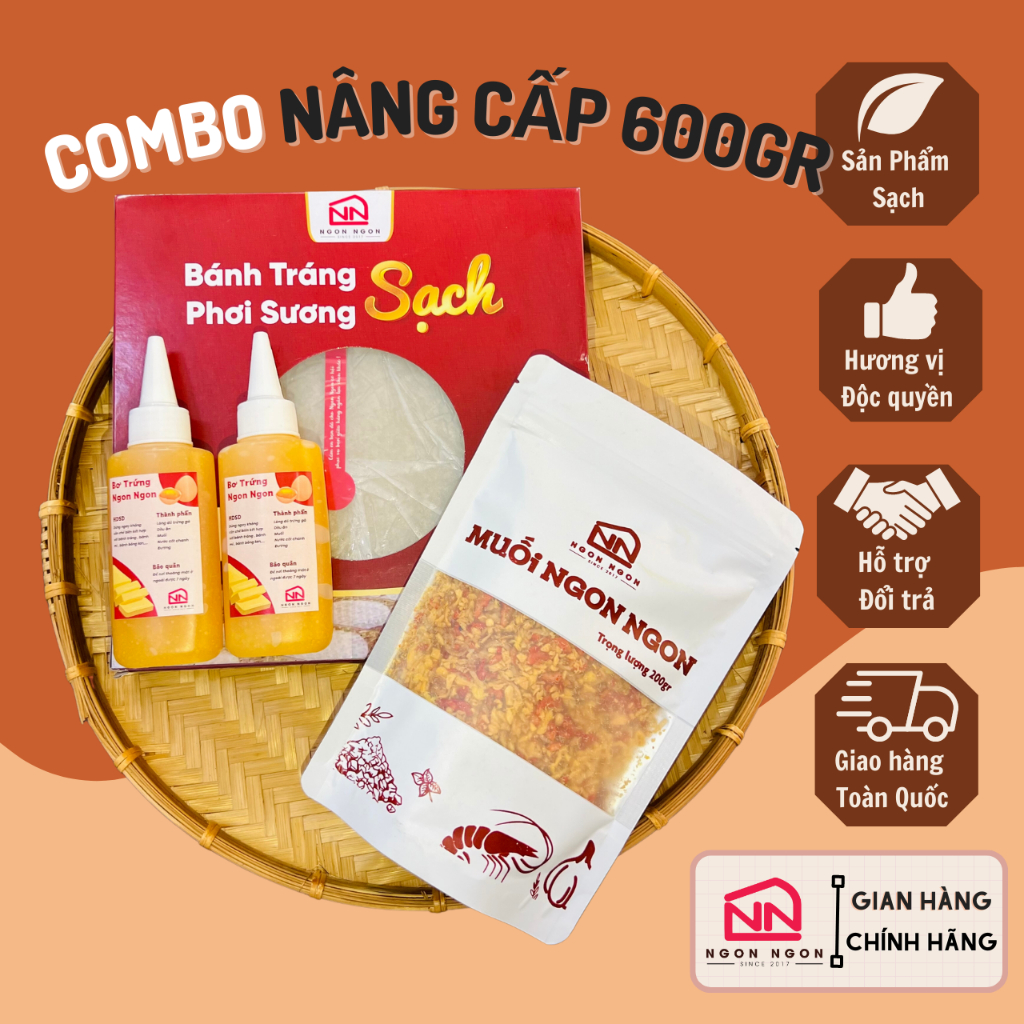 Bánh Tráng Phơi Sương 500gram phiên bản nâng cấp - 200 muối hành phi siêu topping - Tặng Bơ Ngon