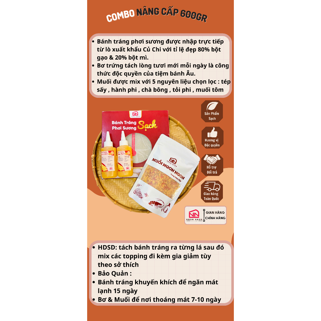 Bánh Tráng Phơi Sương 500gram phiên bản nâng cấp - 200 muối hành phi siêu topping - Tặng Bơ Ngon