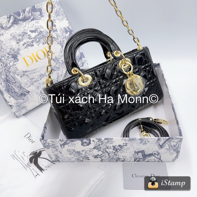 Túi xách Di.,or D-joy dáng mới da bóng tag vàng