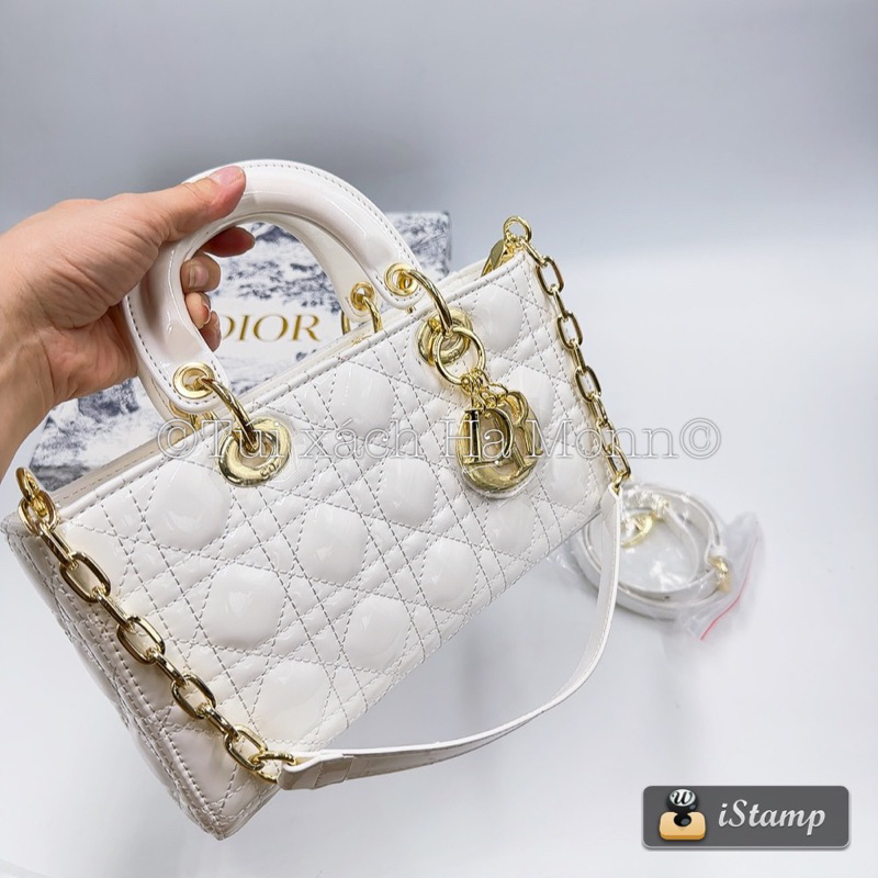 Túi xách Di.,or D-joy dáng mới da bóng tag vàng