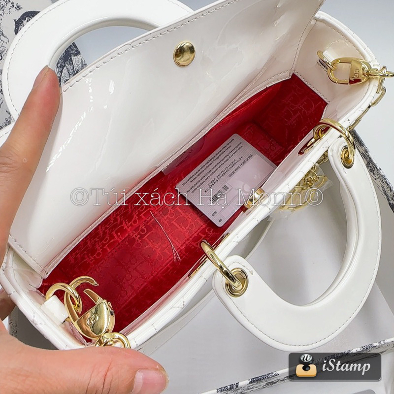 Túi xách Di.,or D-joy dáng mới da bóng tag vàng