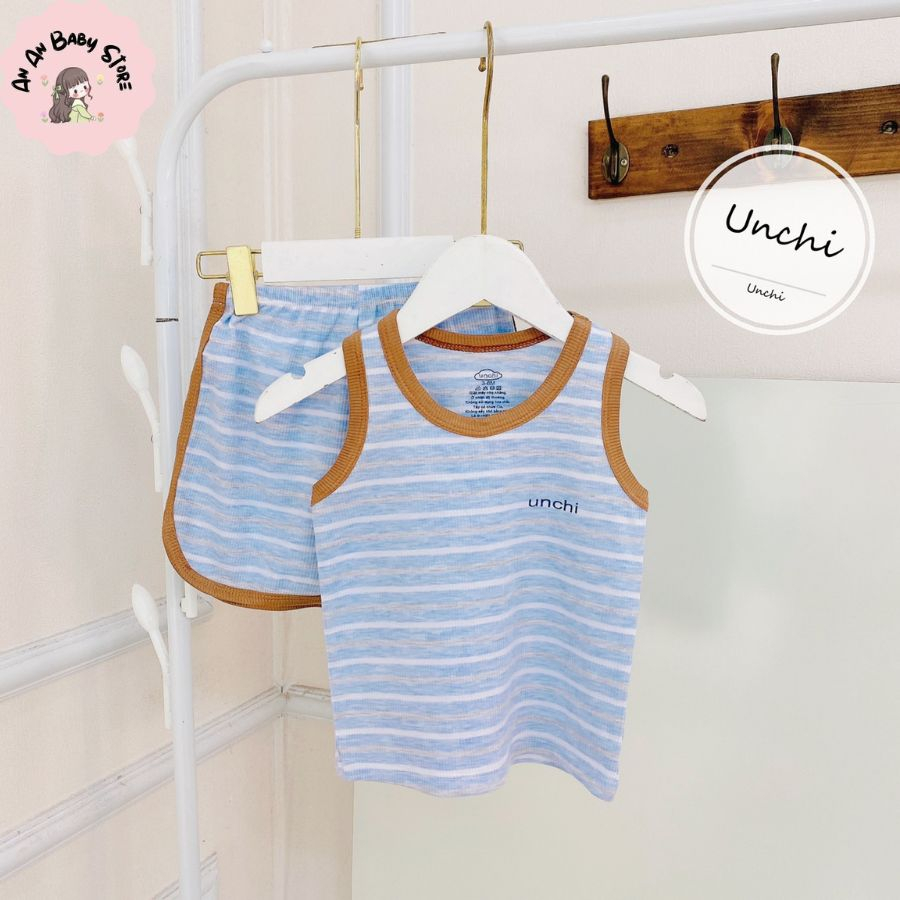 Bộ quần áo thun tăm ba lỗ Unchi cho bé