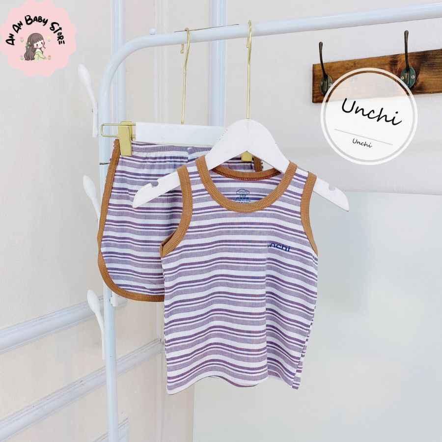 Bộ quần áo thun tăm ba lỗ Unchi cho bé