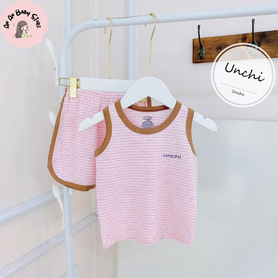 Bộ quần áo thun tăm ba lỗ Unchi cho bé