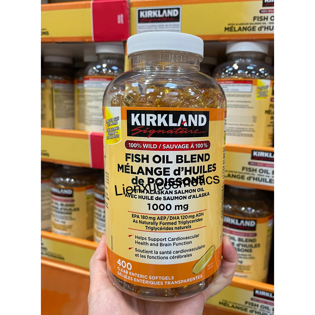 Dầu cá  Fish oil Kirkland 100% Wild Fish Oil Blend 1000mg, 400 viên; HSD 2025