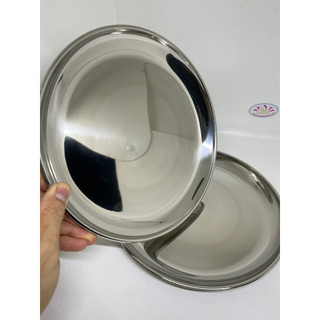 Đĩa tròn nông 2cm inox 304 kích cỡ 23-26cm cao cấp sáng bóng an toàn vệ sinh thực phẩm