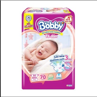 Bỉm/Tã dán bobby sơ sinh sx70có cộng miêng