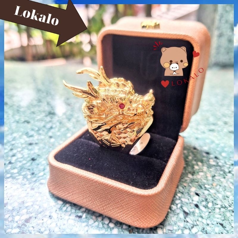 Nhẫn Nam Đầu Rồng Lớn Siêu To Khổng Lồ Lõi Bạc Thái Mạ Vàng 18k - Nhẫn Nam Hầm Hố Đeo Đi Chơi Tiệc Rất Ngầu Lokalo