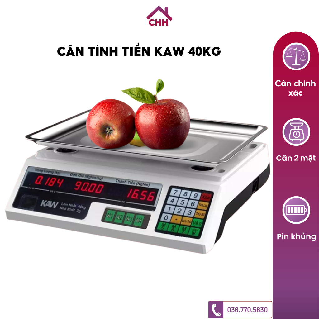 Cân Điện Tử Cân Để Bàn KAW 40kg Đa Năng, Tính Tiền Chính Xác, Bảo Hành Uy Tín
