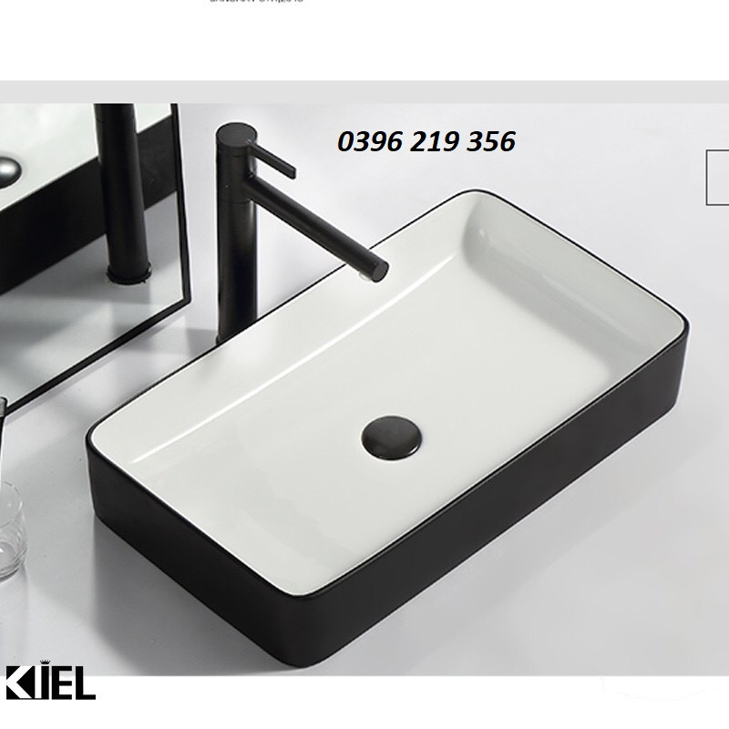 Bồn lavabo đen lòng trắng-lavabo nhà tắm