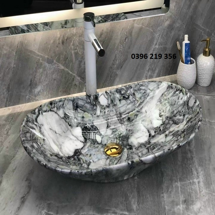 Lavabo vân đá nghệ thuật dáng thuyền-lavabo nhà tắm